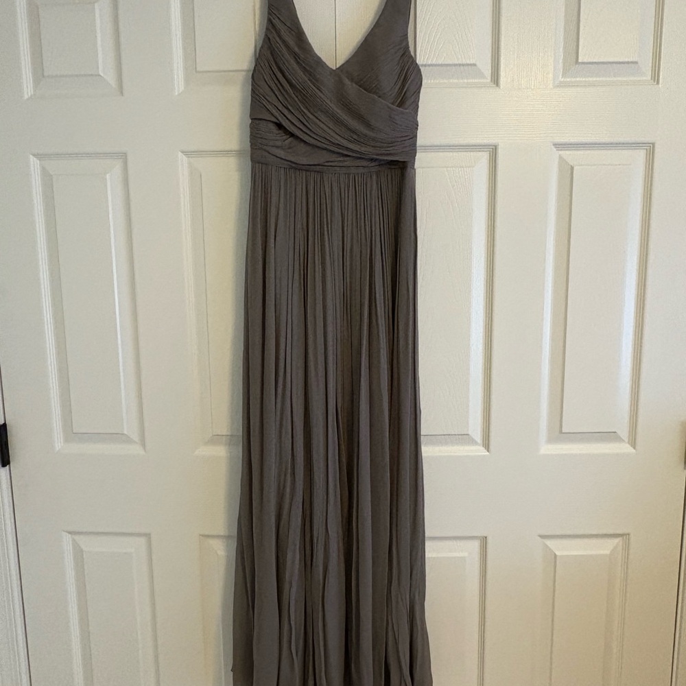 J. Crew Gray Ruched Wrap Maxi Dress